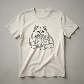 Persian Cat Minimalist Line Art Graphic T-Shirt for Cat Lovers