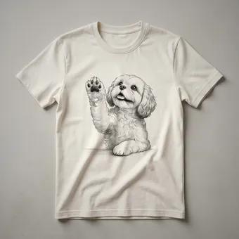 Cavachon Dog Raising Paw Graphic T-Shirt for Dog Lovers