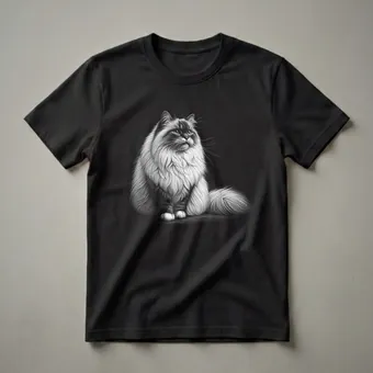Ragdoll Cat Sketch Art T-Shirt for Cat Lovers