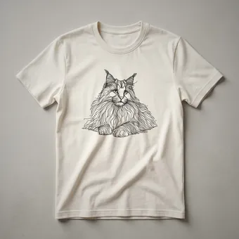Maine Coon Cat Line Art Graphic T-Shirt for Cat Lovers