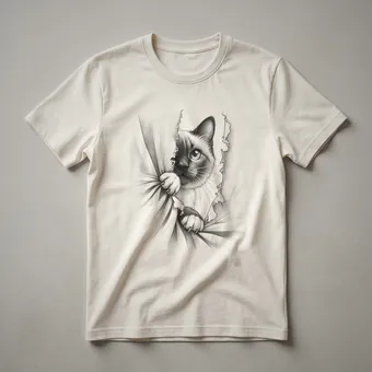 Cute Siamese Cat Peeking Graphic Design T-Shirt for Cat Lovers