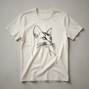 Abyssinian Cat Line Art Graphic T-Shirt for Cat Lovers