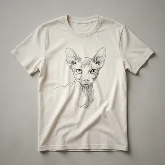 Sphynx Cat Face Line Art Graphic T-Shirt for Cat Lovers