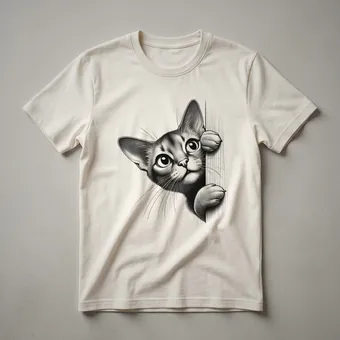 Abyssinian Cat Peeking Graphic T-Shirt for Cat Lovers