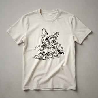 Bengal Cat Line Art Graphic T-Shirt for Cat Lovers