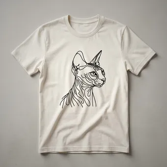 Sphynx Cat Minimalist Line Art Graphic T-Shirt for Cat Lovers