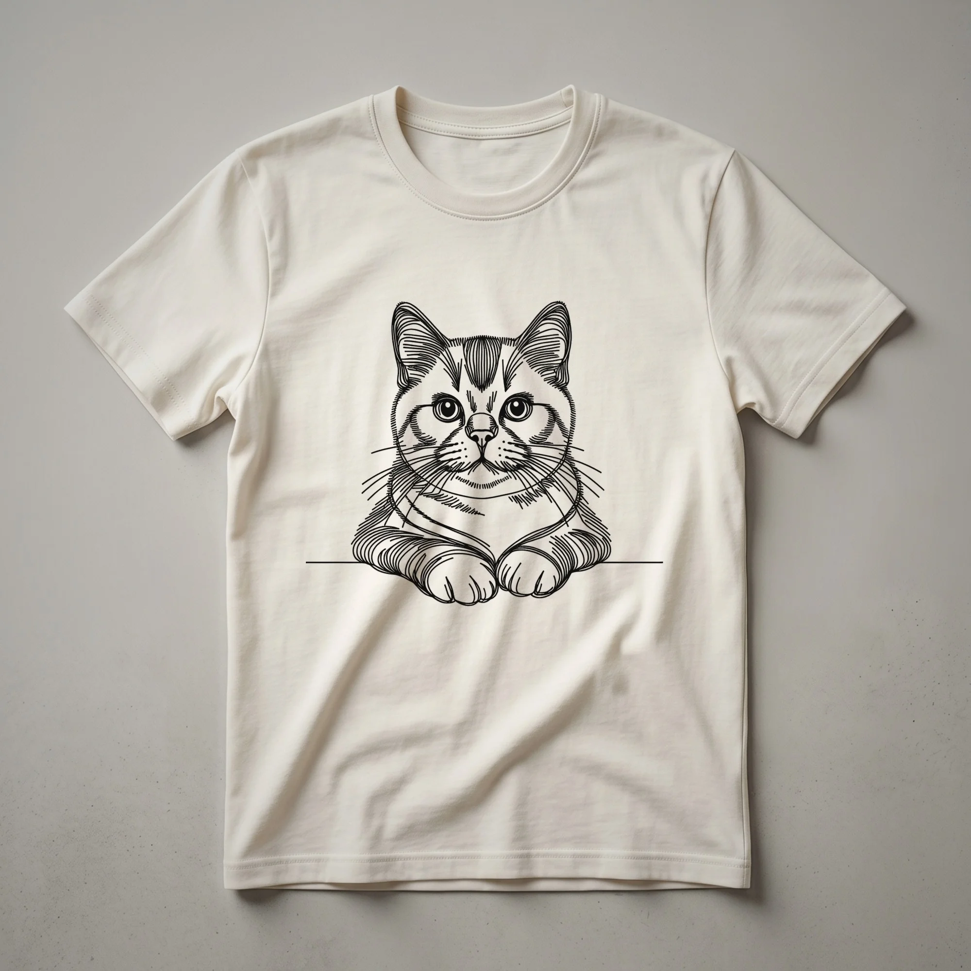 American Shorthair Cat Face Line Art Graphic T-Shirt for Cat Lovers