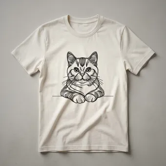 American Shorthair Cat Face Line Art Graphic T-Shirt for Cat Lovers