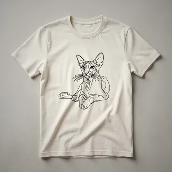 Oriental Shorthair Cat Face Line Art Graphic T-Shirt for Cat Lovers