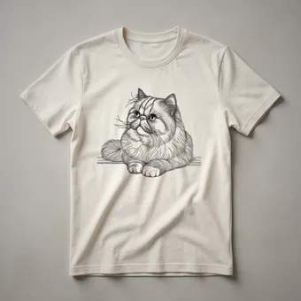 Exotic Shorthair Cat Face Line Art Graphic T-Shirt for Cat Lovers