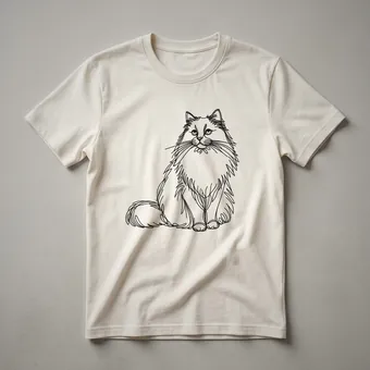 Birman Cat Face Line Art Graphic T-Shirt for Cat Lovers