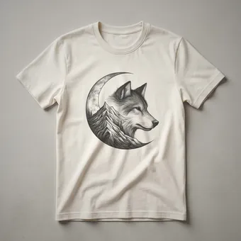 Wolf Head Mountain And Moon Retro Graphic T-Shirt for Nature Lovers