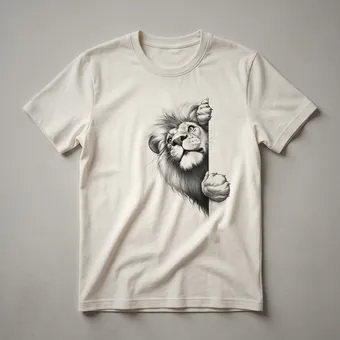 Funny Lion Peeking Graphic T-Shirt for Animal Humor Lovers