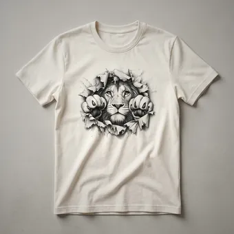 Lion Peeking Face Paw Print Graphic T-Shirt for Animal Lovers