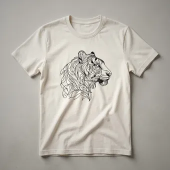 Minimalist Tiger Head Line Art Graphic T-Shirt for Wildlife Lovers