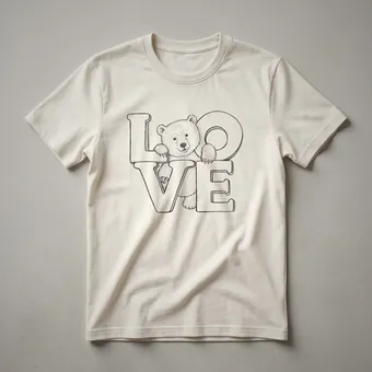Cute Bear Face Heart Graphic T-Shirt for Wildlife Lovers