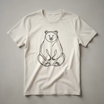 Minimalist Bear Line Art Graphic T-Shirt for Wildlife Enthusiasts