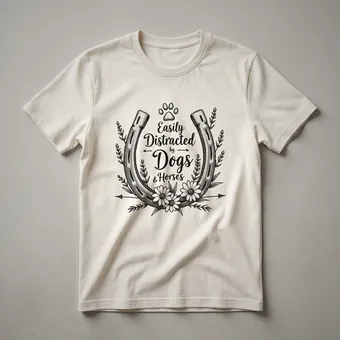 Equestrian Dog and Horse Lover Graphic T-Shirt for Women