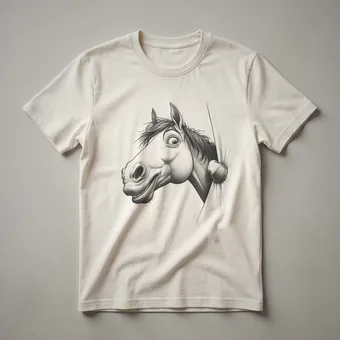 Funny Horse Peeking Equestrian Graphic T-Shirt for Horse Lovers