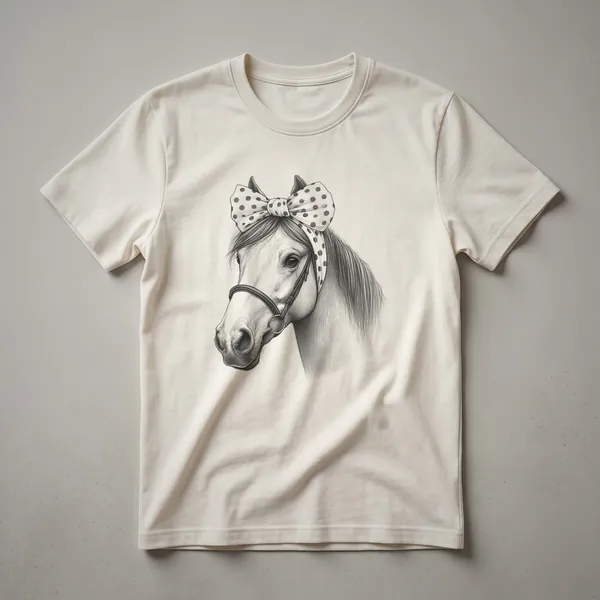 White graphic t-shirt featuring a stylized horse head with a floral wreath and the words 'Horse Lover' in a distressed font.