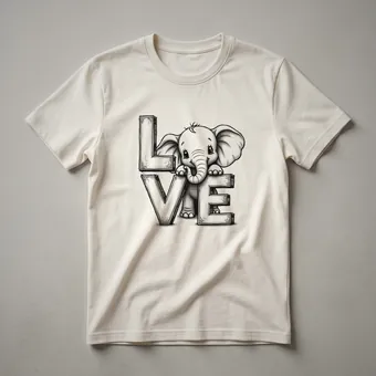 Cute Elephant Heart Graphic T-Shirt for Kids and Wildlife Lovers