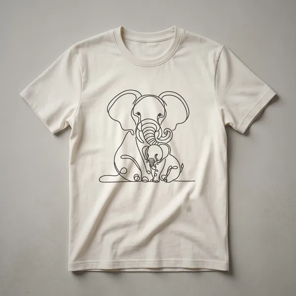 White graphic t-shirt featuring a stylized elephant with a floral crown and the word 'Mom' in a decorative font.