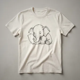 Cute Baby Elephant Sleeping Graphic T-Shirt for Kids
