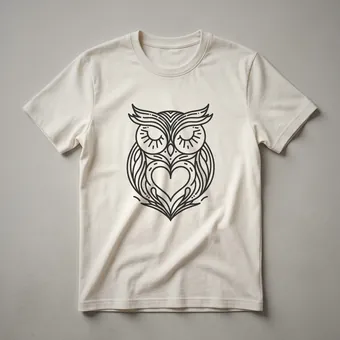 Minimalist Owl Heart Line Art Graphic T-Shirt for Bird Lovers