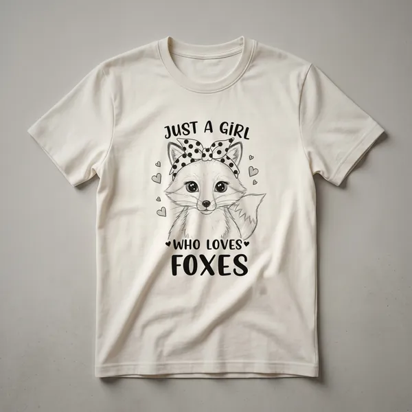 White graphic t-shirt featuring a stylized illustration of a fox with floral accents, designed for fox lovers.