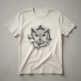Vintage Owl Peeking Drawing Graphic T-Shirt for Bird Lovers
