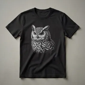 Great Horned Owl Vintage Sketch Graphic T-Shirt for Bird Lovers