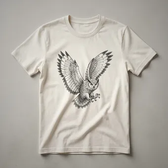 Vintage Owl Flying Sketch Graphic T-Shirt for Bird Lovers