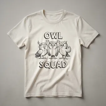 Funny Owl Squad Graphic T-Shirt for Owl Lovers and Bird Enthusiasts