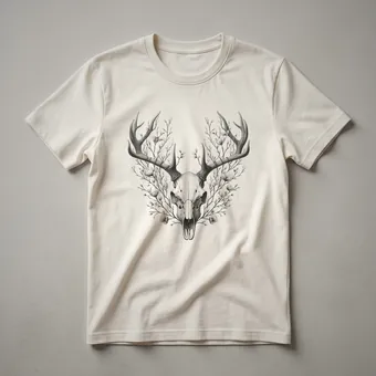 Deer Skull Floral Graphic T-Shirt for Hunters and Outdoors Enthusiasts