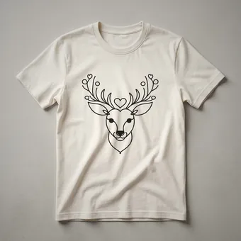 Cute Deer Line Art Heart Graphic T-Shirt for Wildlife Lovers
