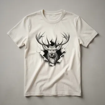 Deer Peeking Silhouette Hunting Graphic T-Shirt for Hunters