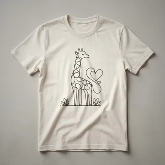 Giraffe Line Art Graphic T-Shirt for Women and Girls