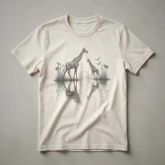 Giraffe Reflective Nature Scene Graphic T-Shirt for Wildlife Lovers