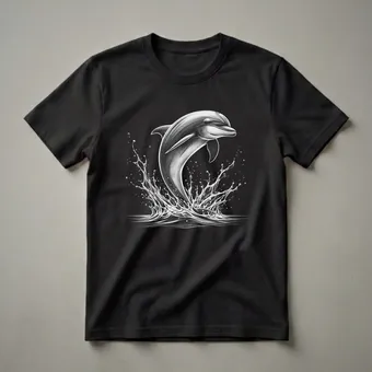 Dolphin Jumping Out of Water Graphic T-Shirt for Ocean Lovers