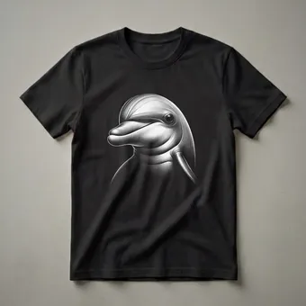 Detailed Dolphin Portrait Graphic T-Shirt for Wildlife Lovers