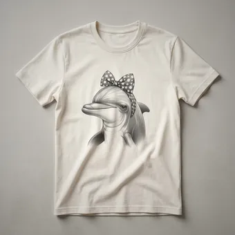 Dolphin Mom Watercolor Silhouette Graphic T-Shirt for Women