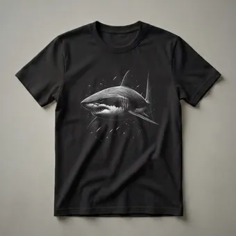 Great White Shark Detailed Illustration Graphic T-Shirt for Ocean