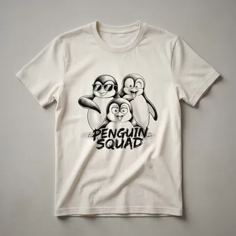 Funny Penguin Squad Graphic T-Shirt for Kids and Adults