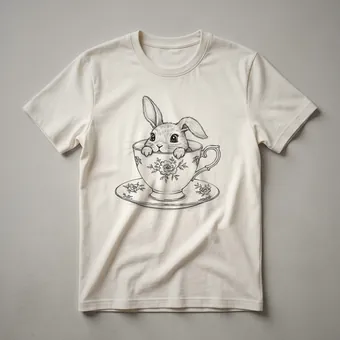 Cute Rabbit Peeking Out of a Teacup Graphic T-Shirt for Bunny Lovers