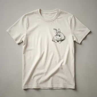 Cute Peeking Rabbit Floral Art T-Shirt for Bunny Lovers