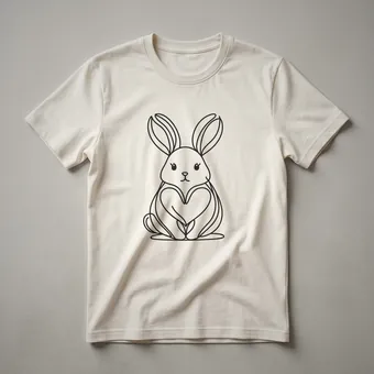 Rabbit Line Art Heart Graphic T-Shirt for Bunny and Rabbit Owners