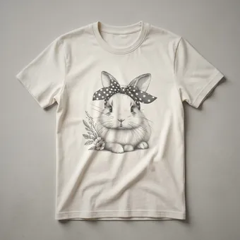 Cute Rabbit Line Art T-Shirt for Women and Girls Who Love Bunnies