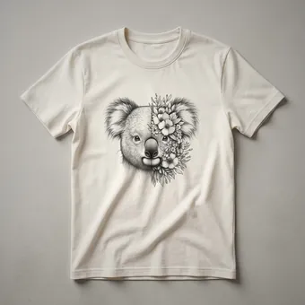 Floral Koala Graphic T-Shirt for Wildlife Lovers and Girls