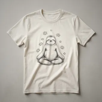 Sloth Meditation Zen Buddha Lotus Flower Graphic T-Shirt for Yoga