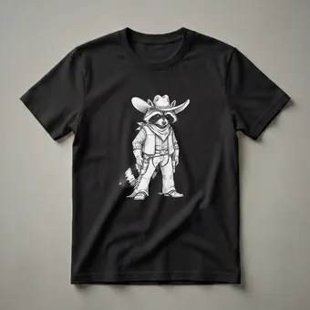 Western Cowboy Raccoon Graphic T-Shirt for Men
